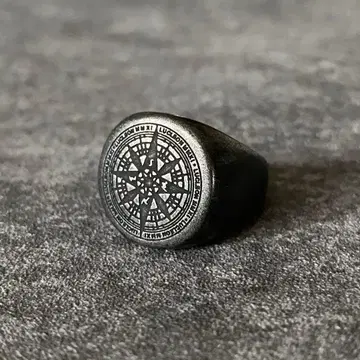 시그넷 반지 블랙 나침반 모티브 멕시칸 주얼리