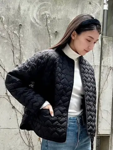 ZARA 하트 퀼팅 자켓 블랙