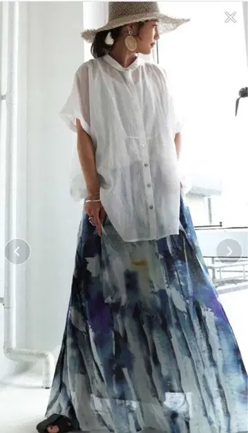 완판템 수채화풍 아트 패턴 롱 스커트