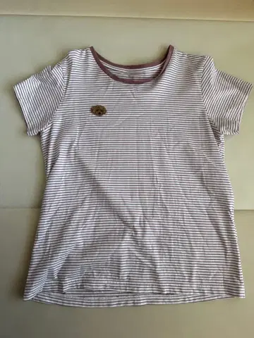 데님 로즈 토이 푸들 마크 스트라이프 반팔 T셔츠 L 사이즈