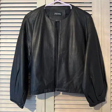Filomo 블랙 가죽 자켓 벌룬 슬리브