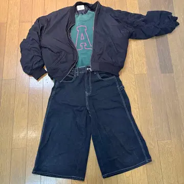 GAP 롱 T와 데님 원단 가우초 팬츠, MA-1 자켓 3