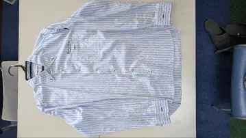 SinaCava 파랑과 노랑 스트라이프 긴팔 셔츠