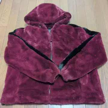 Bershka 버건디 플리스 후드 자켓