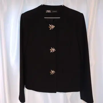 ZARA 블랙 노카라 자켓 비쥬 포함 L 사이즈