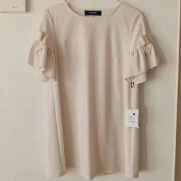 리본 포함 베이지 반팔 원피스 38