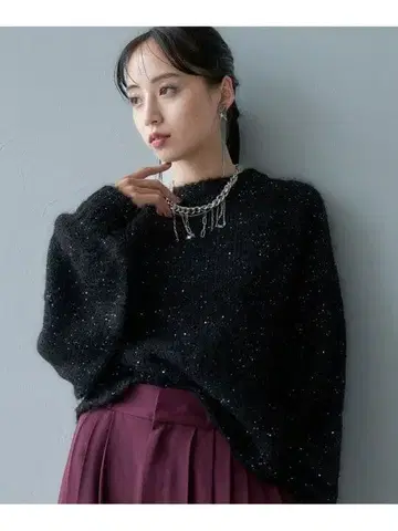 HARE [ LADIES ] 스팽글 니트 풀오버 블랙 09, FREE