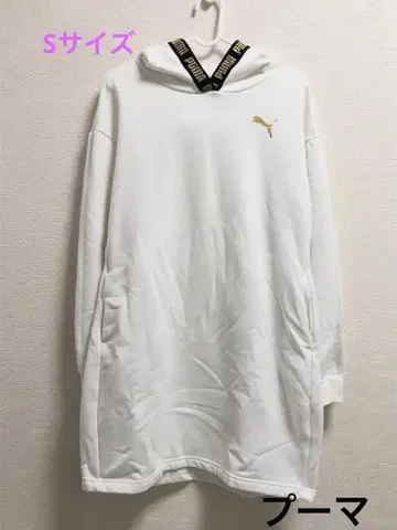 /푸마 /S/여성용/속기모/롱/후드티/화이트/원피스/