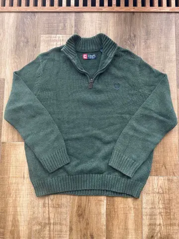 CHAPS 올리브 그린 집업 스웨터 L