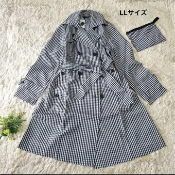 [ 새상품급 ] CLASSA 클래사 레인코트 발수 깅엄 체크 블랙 LL