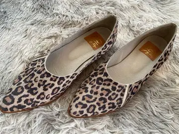 Row 레오파드 무늬 로퍼 낮은 힐 사이즈 38