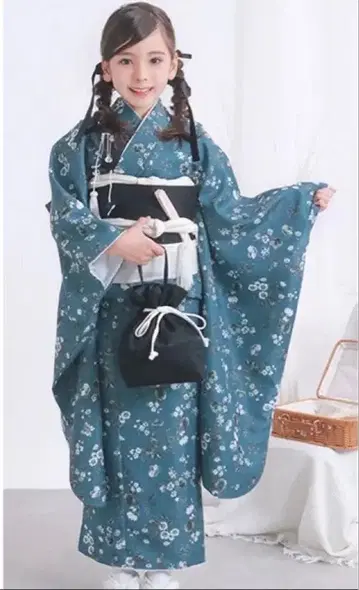 시치고산 7세 기모노 그린 풀세트