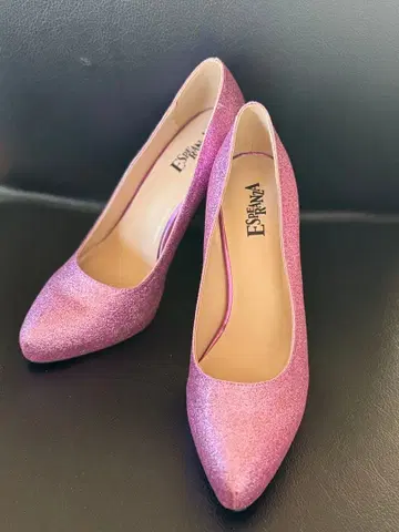 에스페란자 핑크 라메 펌프스 24cm 반짝이는 힐 미사용 새상품