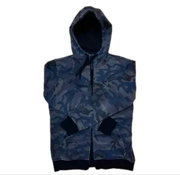새상품급 퀵실버 후드티 블루종 안감 플리스 카모 패턴 더블 지퍼