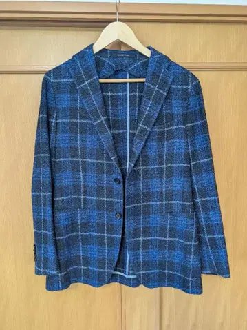 딸리아또레 체크 자켓 46 네이비 블루 글렌체크 울 소재