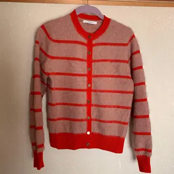 [새상품급] 아나이 36사이즈 핑크와 오렌지 스트라이프 가디건