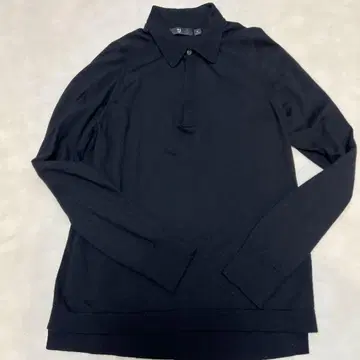 +J 메리노 블렌드 니트 피케 셔츠 블랙 M 유니클로