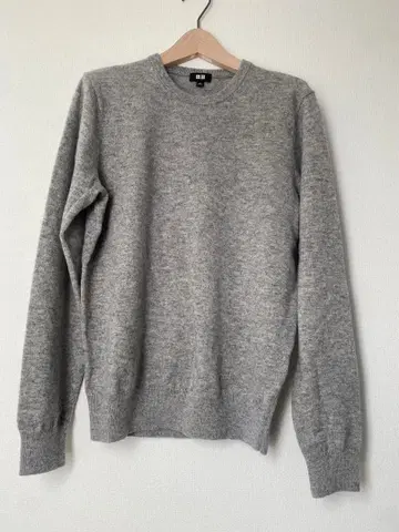 남성용 캐시미어 100 UNIQLO 그레이 크루넥 스웨터