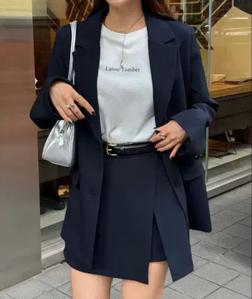 [ 미사용 ] JONOAH 오버 사이즈 자켓 + 미니 스커트 셋업