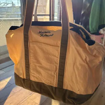 메종 키츠네 토트백 베이지/카키