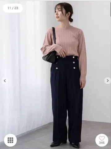 [택 포함 새상품] 테치치 라메 혼방 플리츠 니트 (핑크)