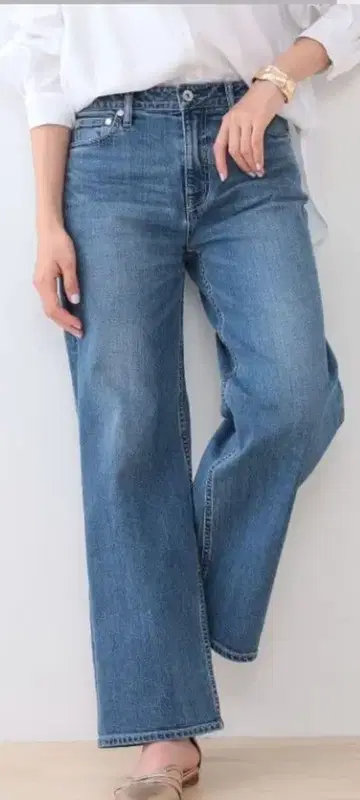 INDIVI 와이드 스트레이트 데님 팬츠 34