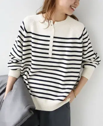 새상품급 journal standard relume 보더 니트 헨리