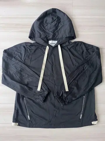 질 샌더 블랙 후드 부착 후드티