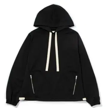 질 샌더 블랙 후드 부착 후드티