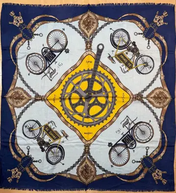 마니프리 셀렉트 콜라보 자전거 프린트 울 x 실크 스톨 120cm 새상품