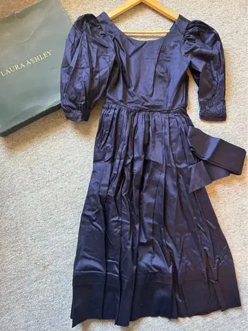 Laura Ashley 다크 퍼플 롱 드레스 면 100% 탄탄한 소재