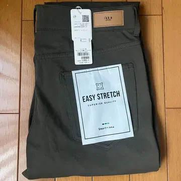 ikka 이지 스트레치 치노 팬츠 다크 그린 L