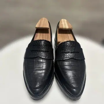 블랙 가죽 로퍼 힐 5cm