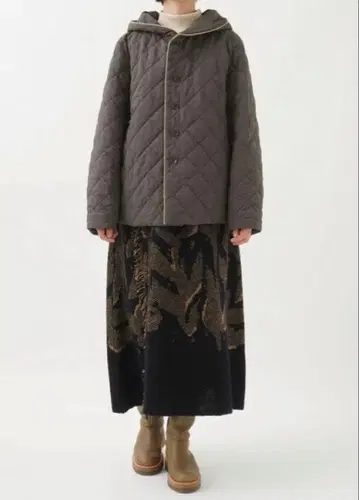 팔라스 팰리스 리사이클 나일론 웨더 퀼팅 후드 블루종