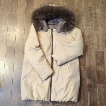 QTUME 후드 부착 다운 자켓 베이지