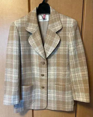 쿠레쥬 체크 무늬 테일러드 자켓