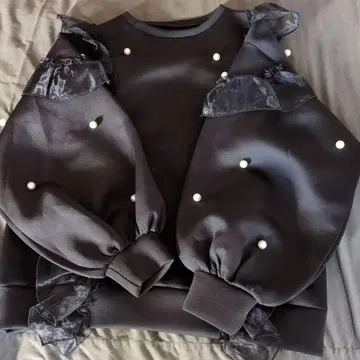 marry me 프릴 장식 펄 블랙 트레이닝복 / 마리 미