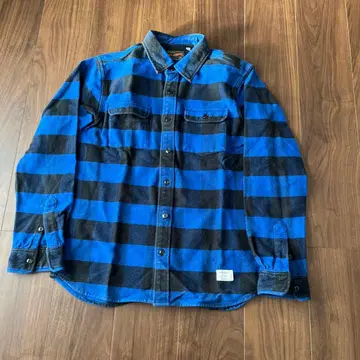 X-LARGE 파랑 블랙 체크 플란넬 셔츠 자켓 1991