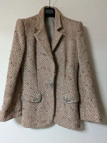 페레 베이지 헤링본 테일러드 자켓