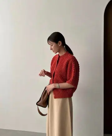 CLANE/3D 도트 하프 슬리브 니트 가디건