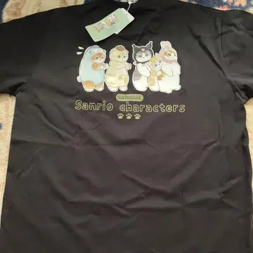 mofusand 산리오 캐릭터즈 티셔츠 블랙