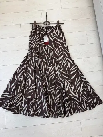 잎 패턴 디자인 롱 스커트 F 사이즈