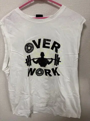 오버워크 슬리브리스 T셔츠 XL 사이즈 화이트
