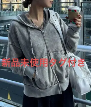 JEANASIS 페이드 가공 집업 후드티 F 사이즈 그레이