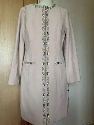 새상품 레이디 rady 비쥬 장식 핑크 롱 코트 아우터