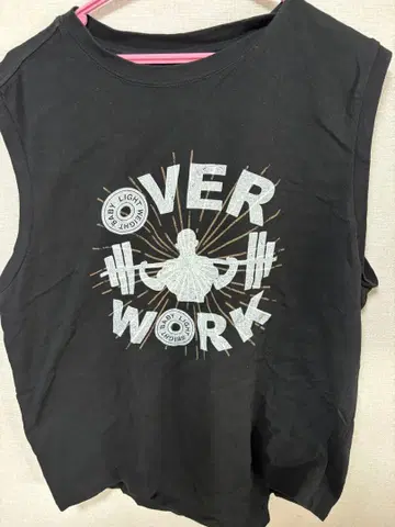 오버워크 슬리브리스 T셔츠 XL 사이즈 블랙