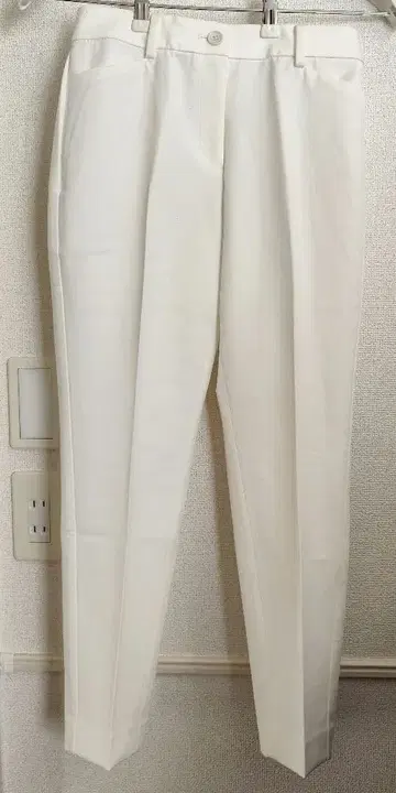 PLST PLUS STYLE 스틱 팬츠 코튼 블렌드 화이트 S