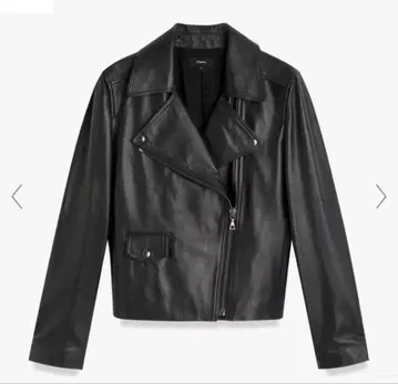 Theory 블랙 가죽 라이더 자켓 블랙 P