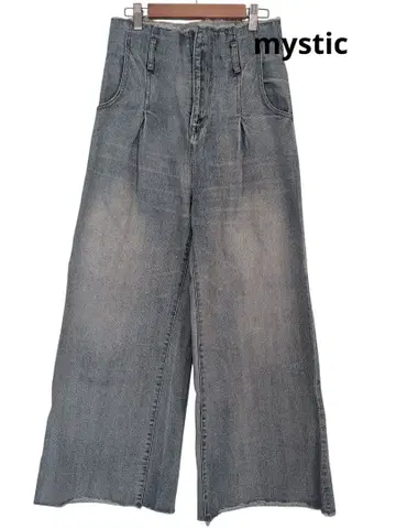mystic 미스틱 와이드 데님 프린지 하이웨스트