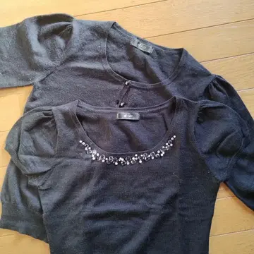 ef-de 앙상블 블랙 가디건 블랙 반팔 니트